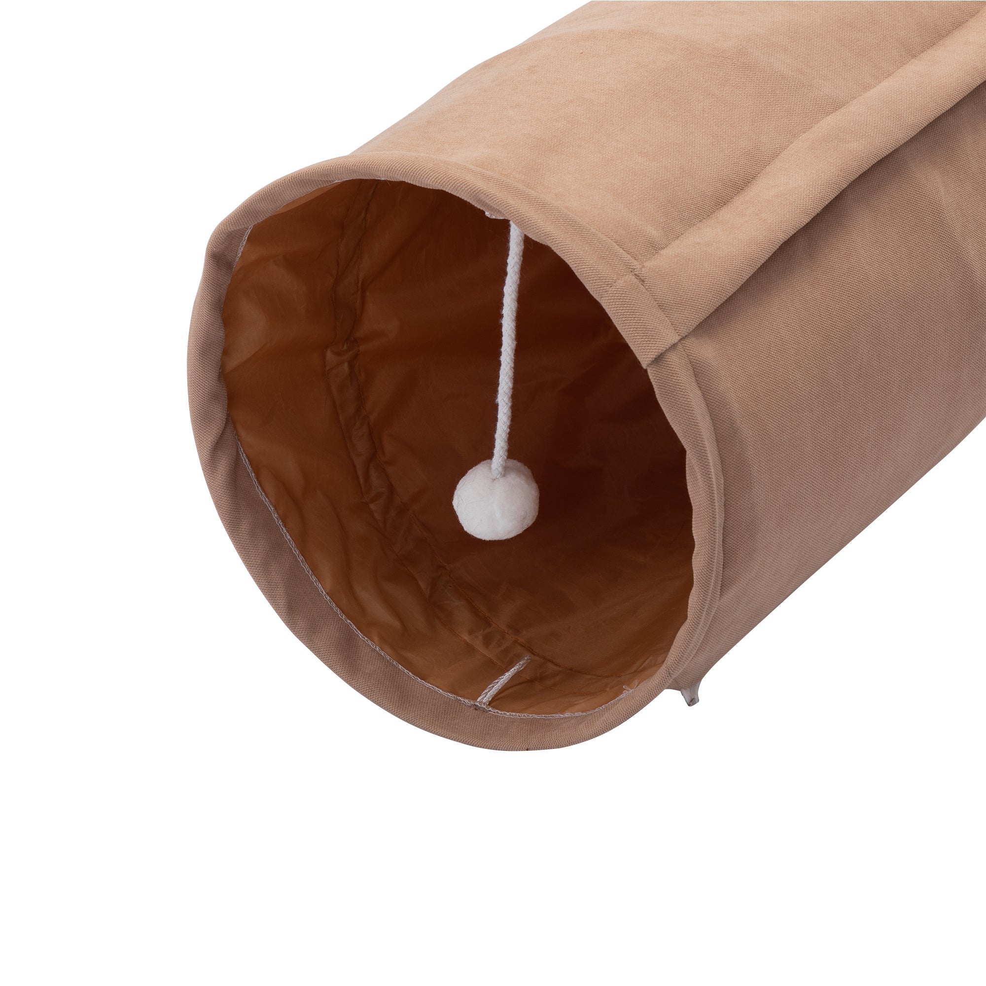 Foldable Cat Tunnel Bed For Indoor Cats, Washable Cat Skin Tunnel With Hanging Toys And Mats, Brown Color