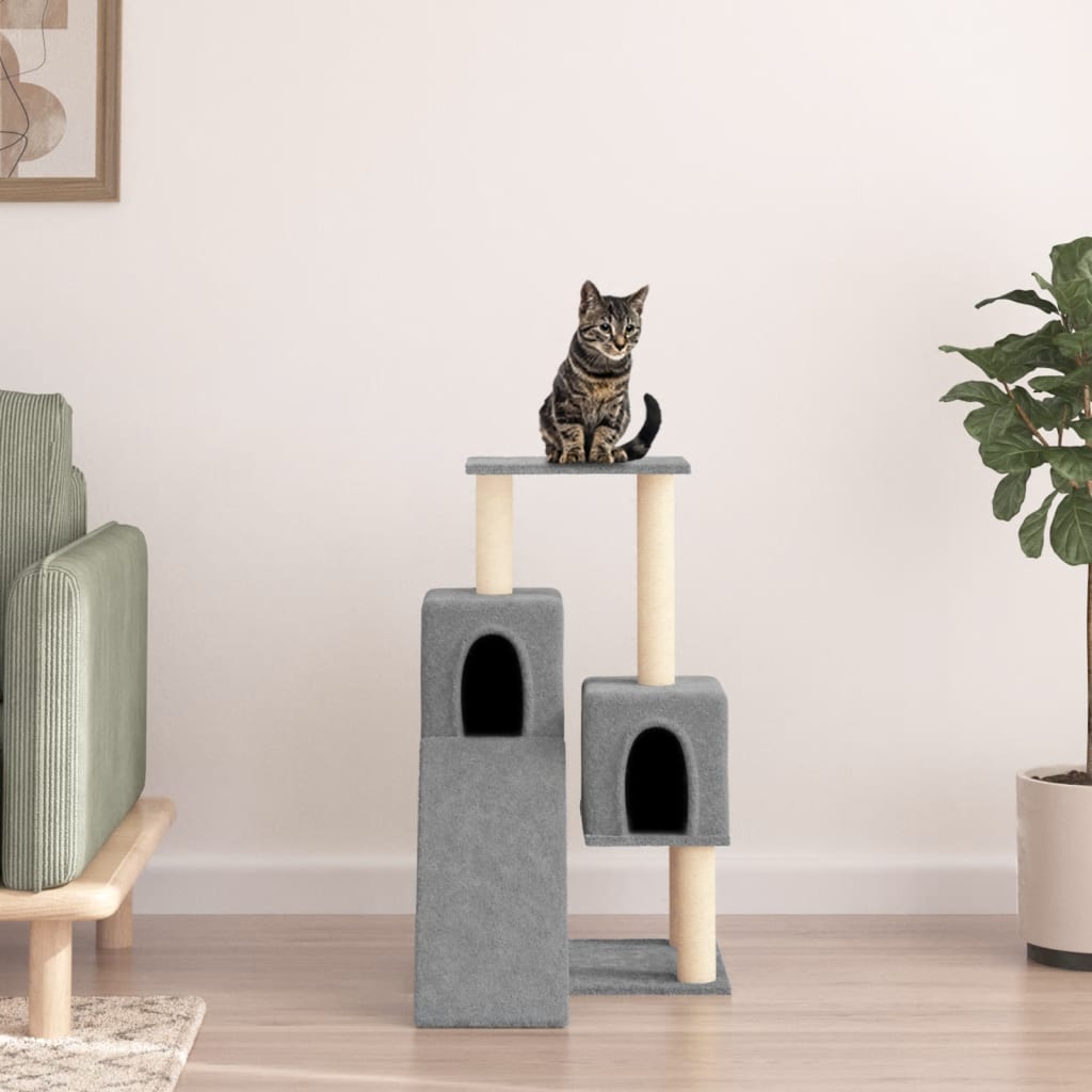 NNEVL Cat Tree with Sisal Scratching Posts Light Grey 82 cm