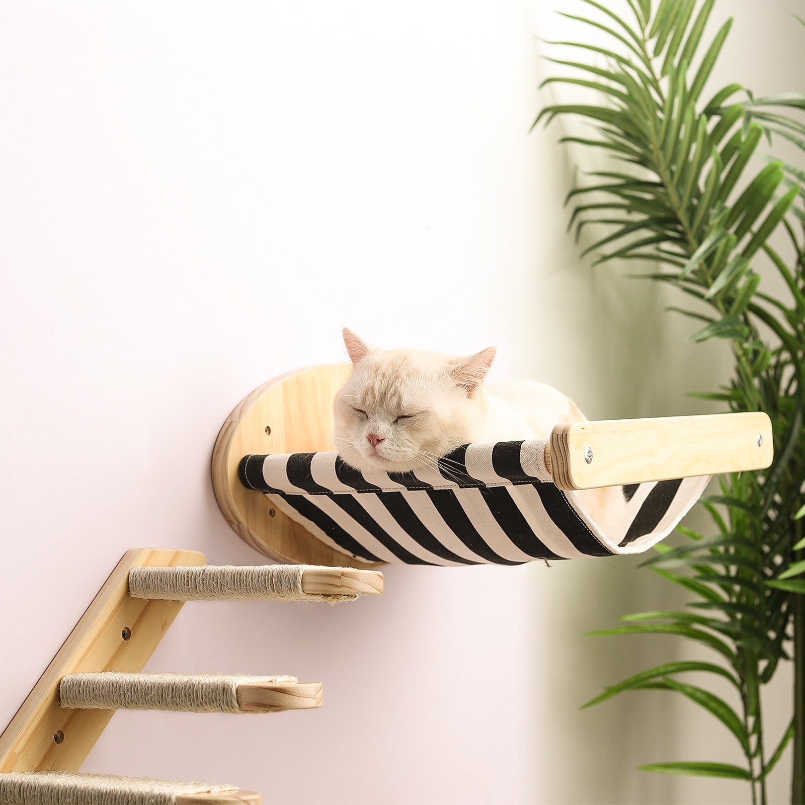 Cat Activity Center with Solid Wood Sisal Scratching Posts and Hammock